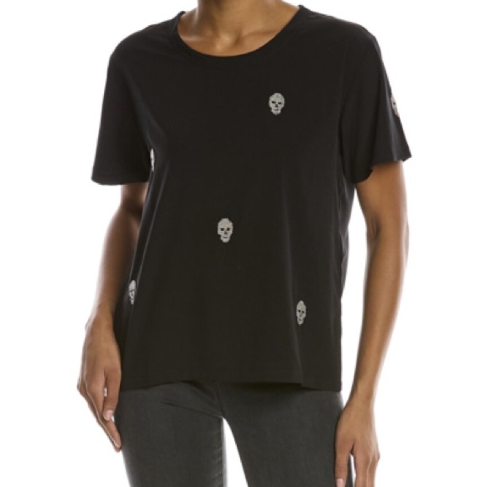 Chaser Black Boxy Beaded Skull 💀 Short Sleeve Tee